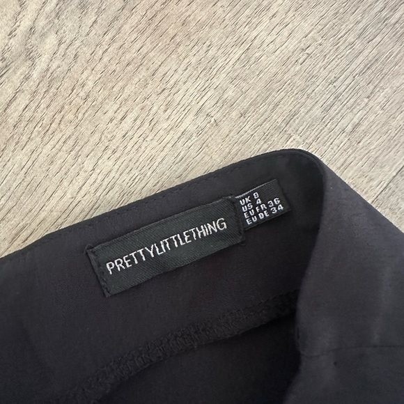 PrettyLittleThing Black One-Shoulder Mini Dress with Silver Buckle Detail Size 4 - Picture 4 of 5